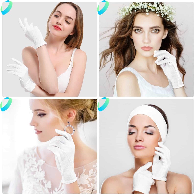 PAXCOO Cotton Gloves for Dry Hands, Paxcoo 20 Pairs Large White Cotton Gloves for Cosmetic Moisturizing and Inspection - Image 2